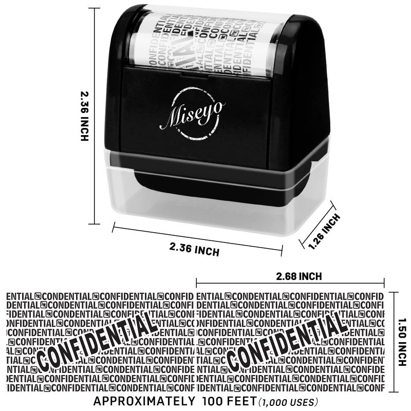 Miseyo Wide Roller Stamp Identity Theft Stamp 1.5 Inch Perfect for Privacy Protection - Black - Image 2